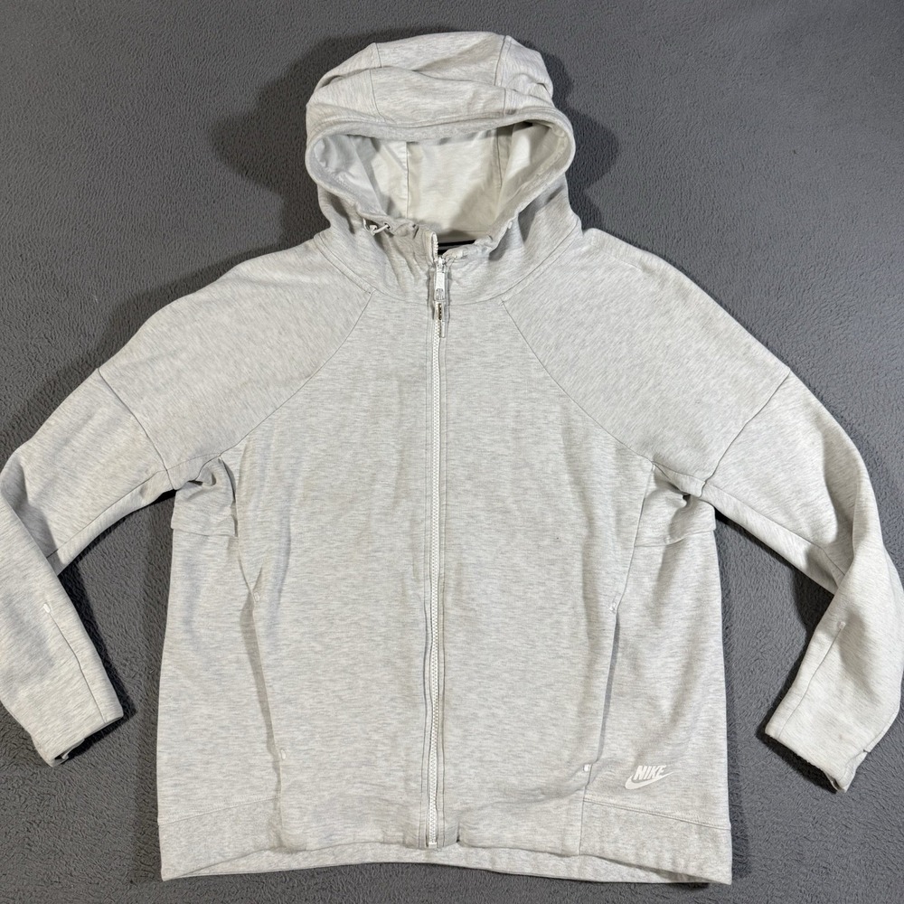 Nike Tech Fleece Hoody Womens Large Grey Heather Full Zip Hoodie Sweatshirt